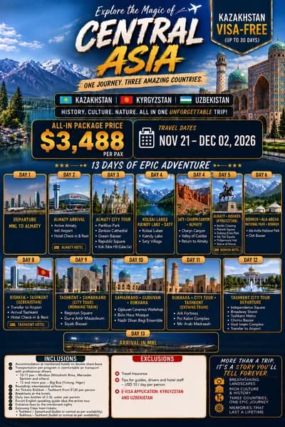Explore Central Asia – Kazakhstan, Kyrgyzstan & Uzbekistan