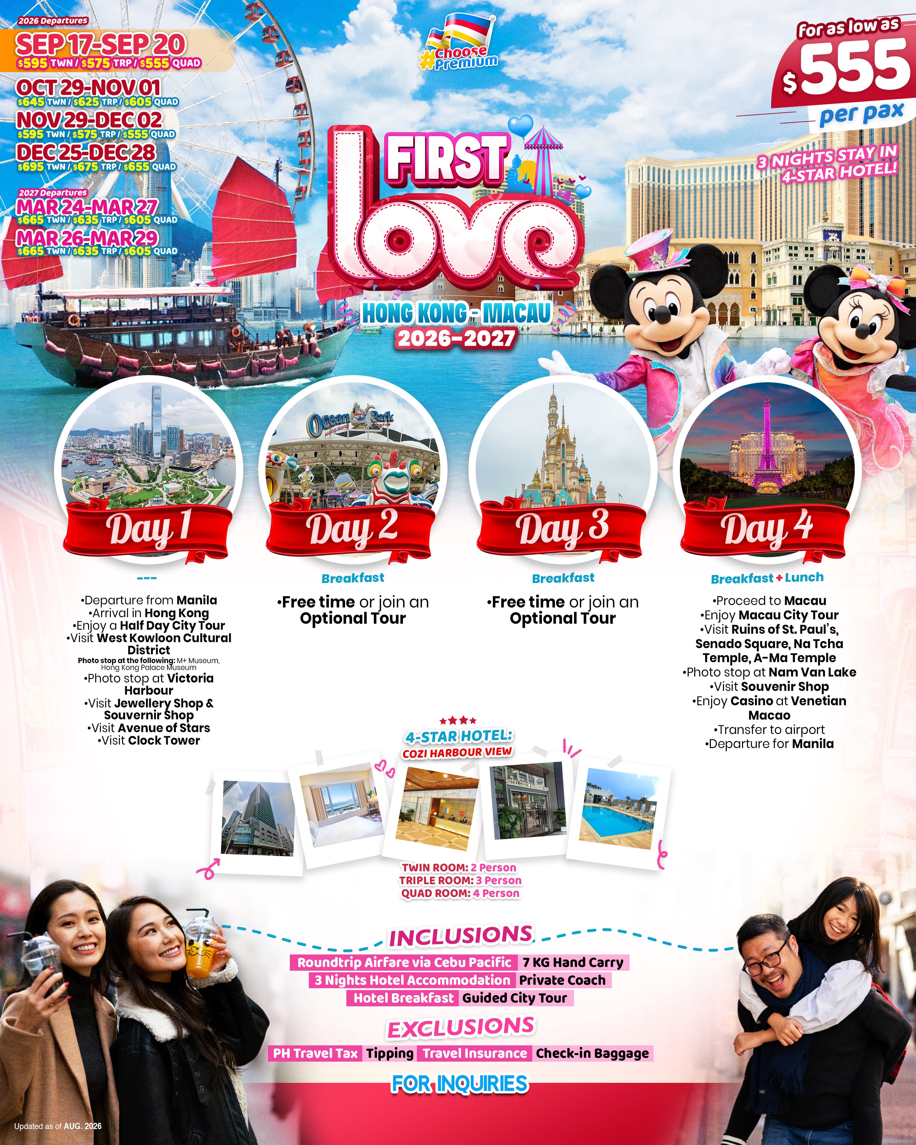 First Love Hong Kong and Macau 2026 to 2027 marketing flyer