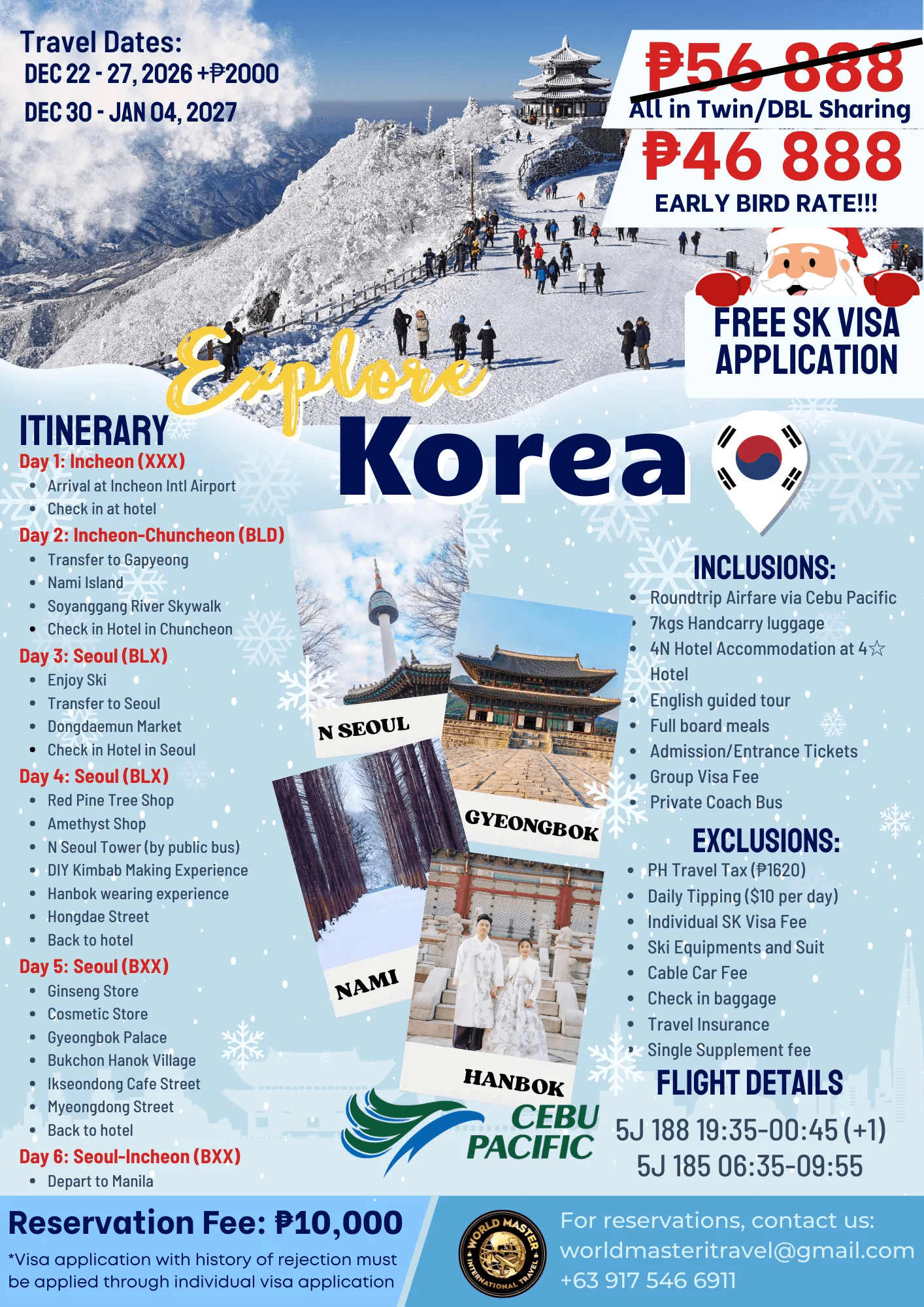 Explore Korea – Seoul, Nami Island & Ski Experience