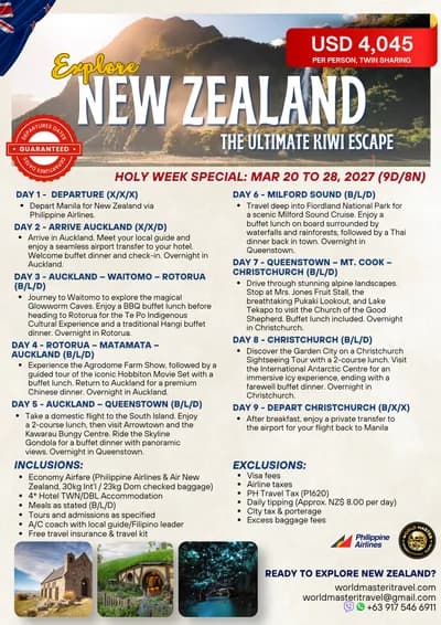 Explore New Zealand (Holy Week Special) marketing flyer