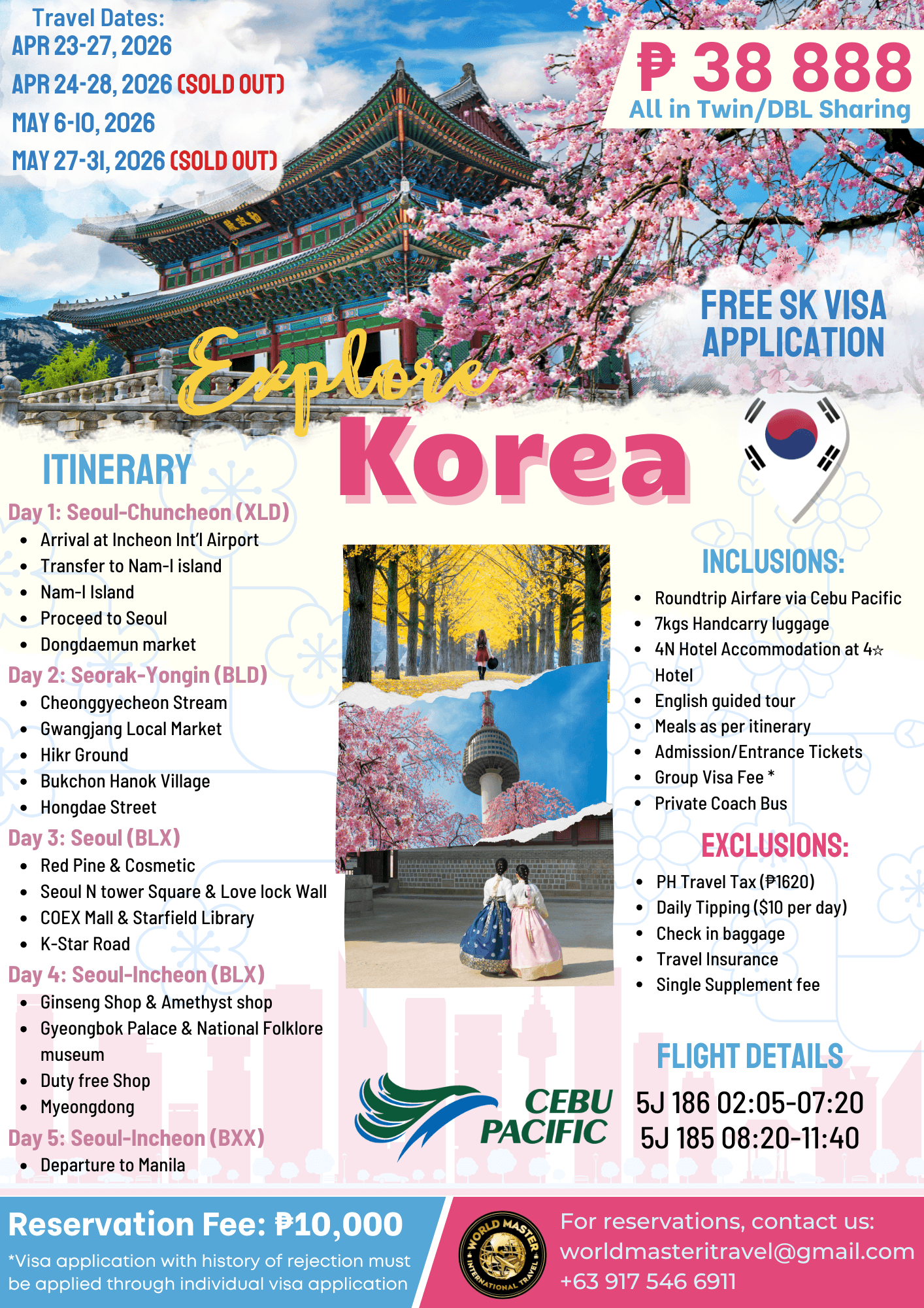 Explore Korea – Seoul, Nami Island & Spring Tour
