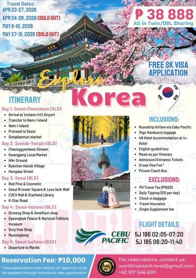 Explore Korea – Seoul, Nami Island & Spring Tour